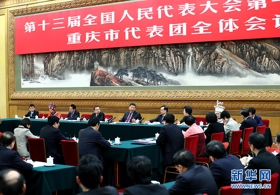 3月10日，中共中央总书记、国家主席、中央军委主席习近平参加十三届全国人大一次会议重庆代表团的审议。 新华社记者 谢环驰 摄