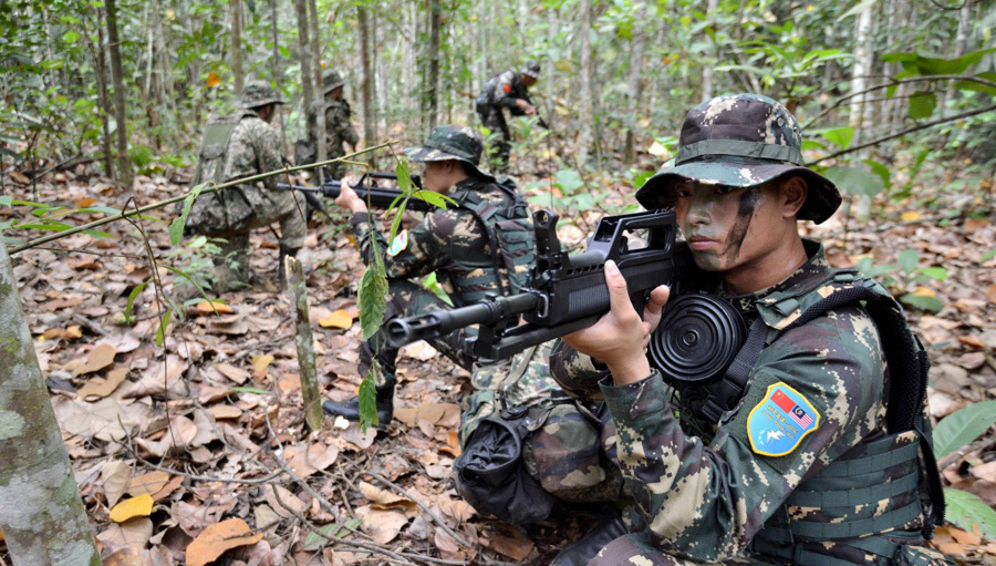 "和平友谊-2016"中马联演进行混编演练